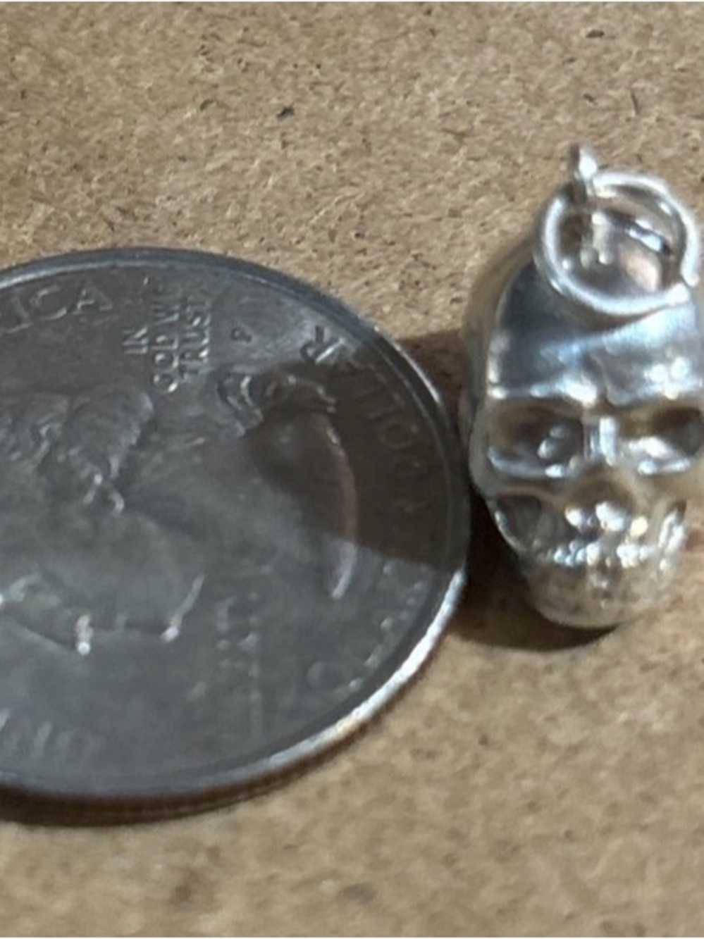 Vintage Shube 925 Sterling Silver Skull Charm/Pendant Punk Goth 1/2” - Picture 4 of 4